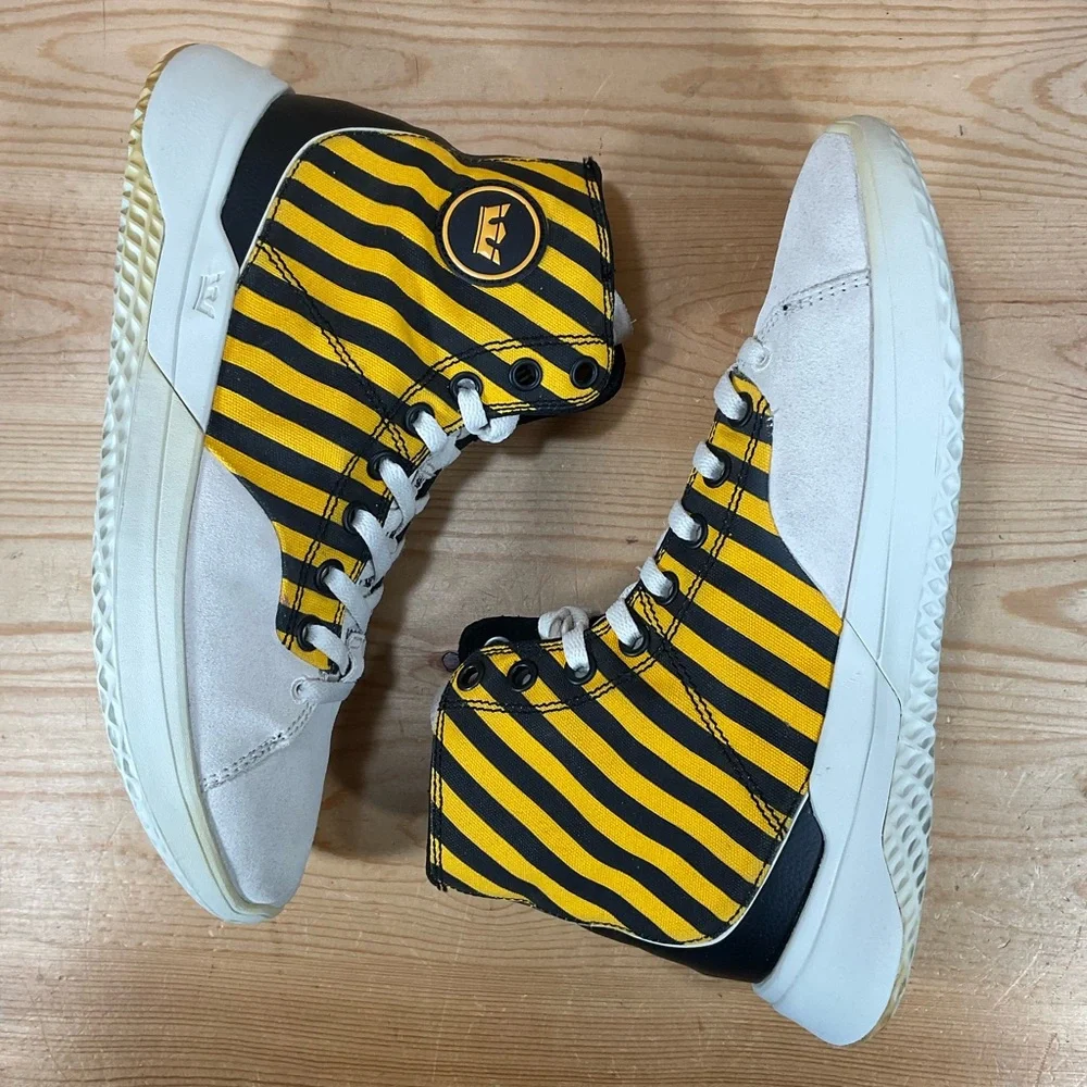 SUPRA Statik Caution Stripe/Bone Lace-Up Shoes Men’s 10.5 Yellow Black 06131-822